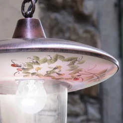 Lampada a Sospensione in Alluminio Nero Rame con Decoro a Mano - Latina