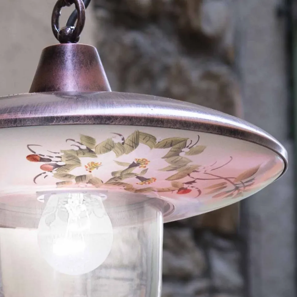 Lampada a Sospensione in Alluminio Nero Rame con Decoro a Mano - Latina