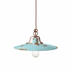 Lampada a sospensione in ceramica e metallo country Emily Ferroluce