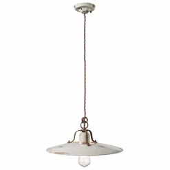 Lampada a sospensione in ceramica e metallo country Emily Ferroluce