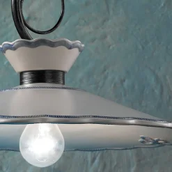 Lampada a Sospensione in Ceramica Effetto Ricamo Dipinta a Mano - Ravenna