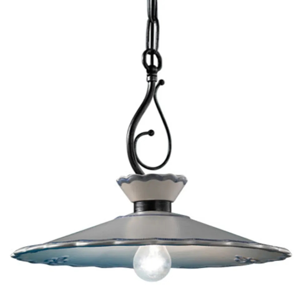 Lampada a Sospensione in Ceramica Effetto Ricamo Dipinta a Mano - Ravenna