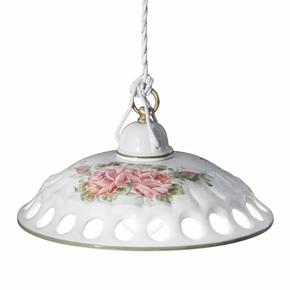 Lampada a Sospensione in Ceramica Fatta a Mano in Italia con Passanastri - Napoli
