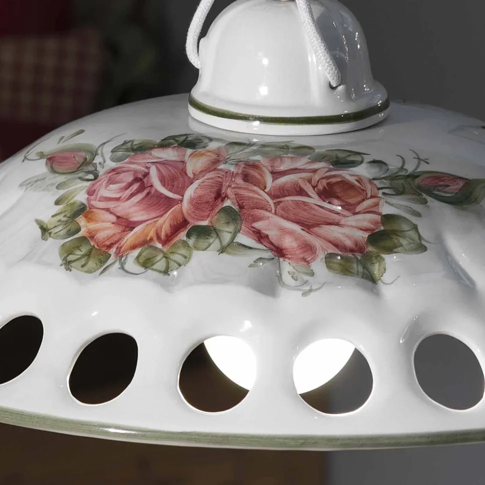 Lampada a Sospensione in Ceramica Fatta a Mano in Italia con Passanastri - Napoli