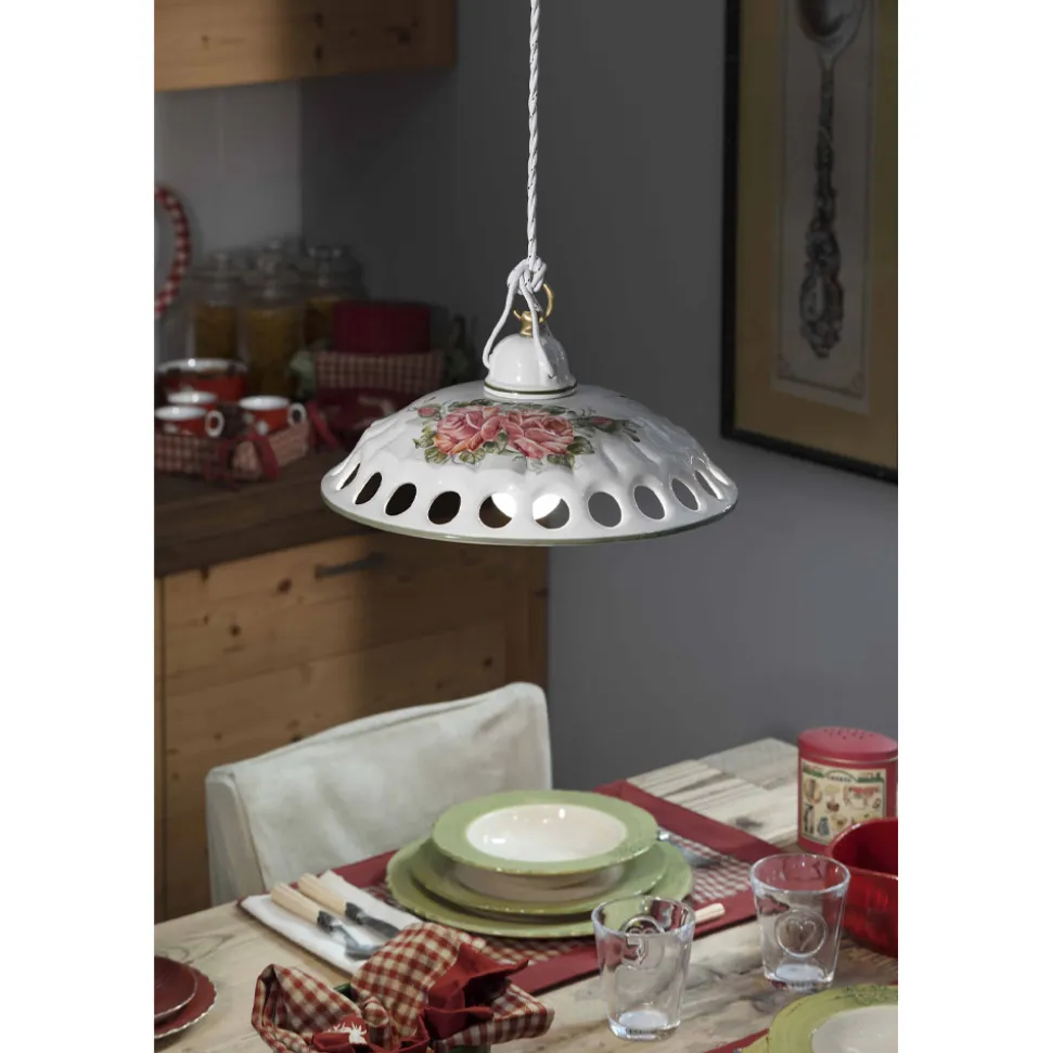 Lampada a Sospensione in Ceramica Fatta a Mano in Italia con Passanastri - Napoli