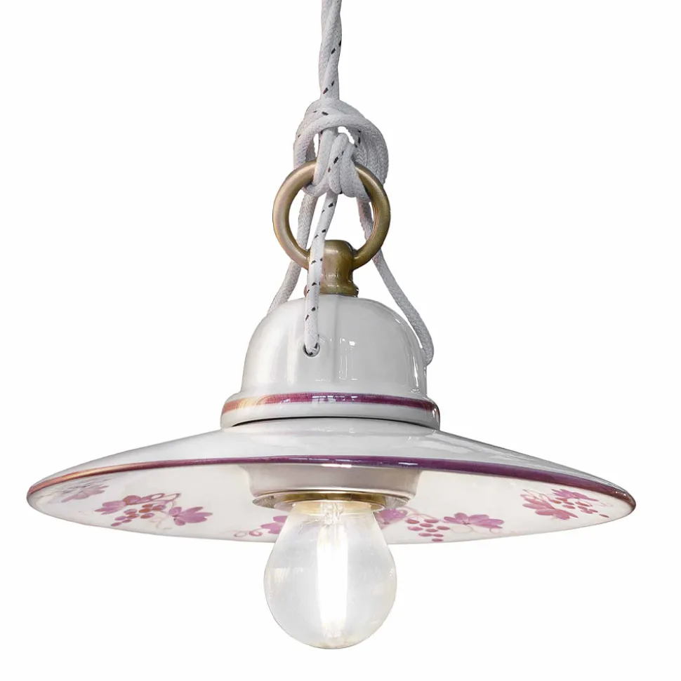 Lampada a Sospensione in Ceramica Dipinta a Mano e Ferro Design - Asti