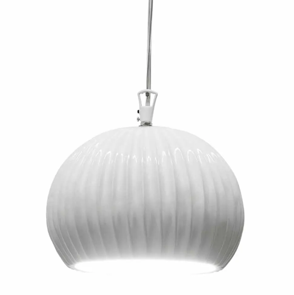 Lampada a Sospensione in Ceramica Bianca Lucida Design in 4 Forme - Oasi