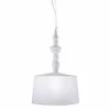 Lampada a Sospensione in Ceramica Bianca Paralume in Lino Corto Design - Cadabra