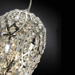 Lampada a sospensione in cristallo e acciaio a forma di uovo Egg
