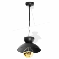 Lampada a Sospensione in Metallo con Dettaglio Oro Moderna Made in Italy - Valta