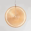 Lampada a Sospensione in Metallo e Vetro Decorato a Righe Concentriche - Bagolaro