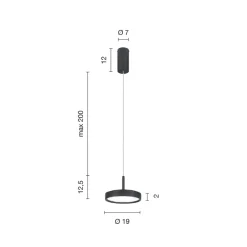 Lampada a Sospensione in Metallo Verniciato Color Nero e Luce LED - Carpino