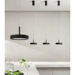 Lampada a Sospensione in Metallo Verniciato Color Nero e Luce LED - Carpino