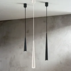 Lampada a Sospensione in Metallo Bianco, Nero o Oro 2 Misure - Girotondo