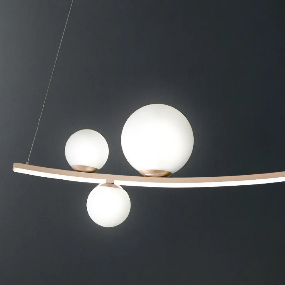 Lampada a Sospensione in Metallo Verniciato e Vetro Soffiato - Pernice