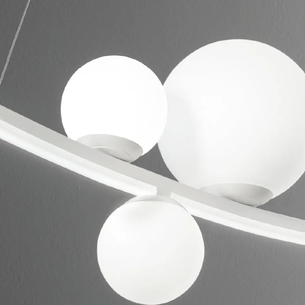 Lampada a Sospensione in Metallo Verniciato e Vetro Soffiato - Pernice
