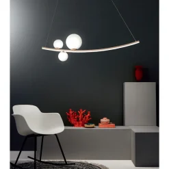 Lampada a Sospensione in Metallo Verniciato e Vetro Soffiato - Pernice