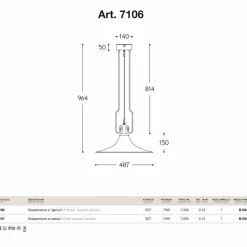 Lampada a sospensione in ottone e rame Mulino con gancio di Aldo Bernardi