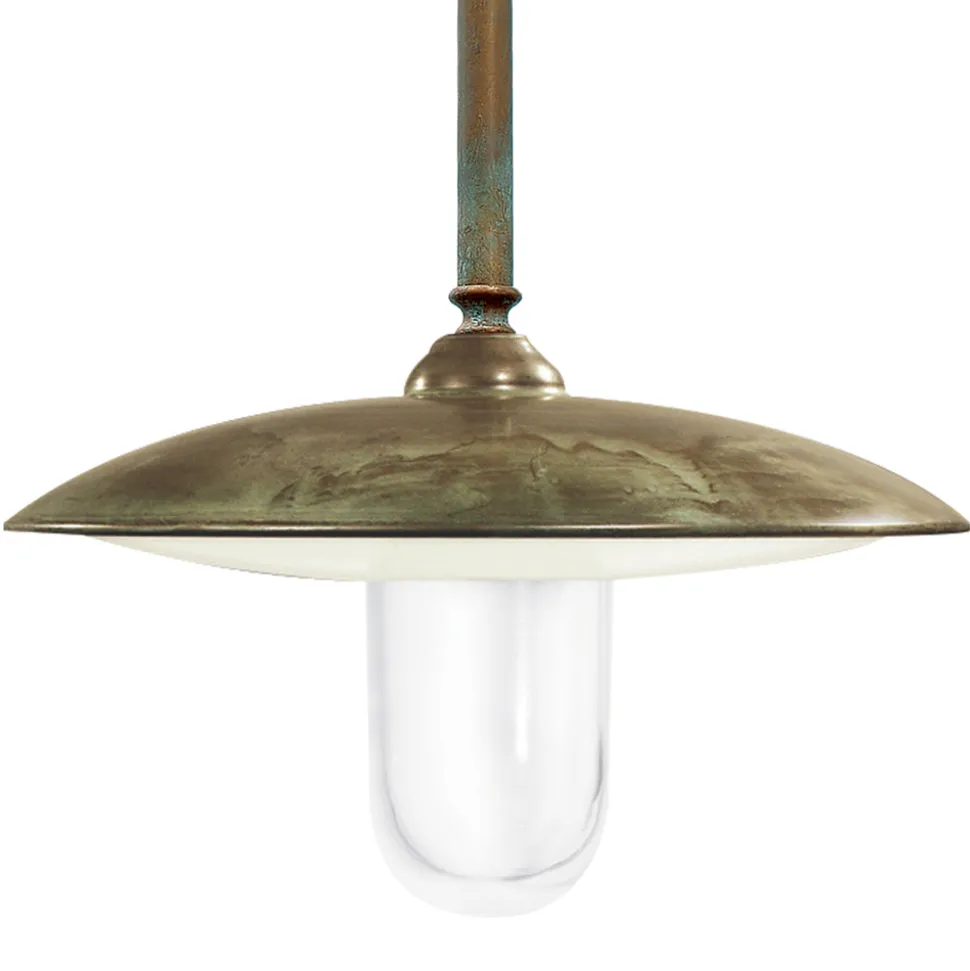 Lampada a Sospensione in Ottone, Vetro e IP44 Made in Italy - Drago