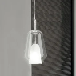 Lampada a Sospensione in Vetro e Filo Trasparente Made in Italy - Trilly