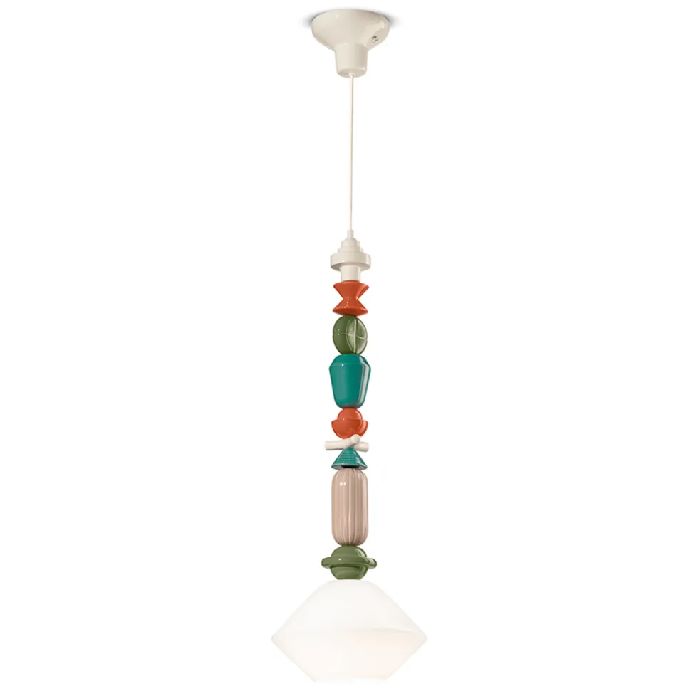 Lampada a Sospensione in Vetro e Ceramica Colorata Made in Italy - Lariat