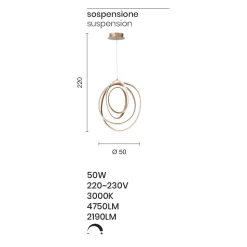 Lampada a Sospensione LED Grande o Piccola in Metallo Oro di Design - Point