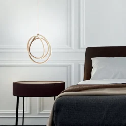 Lampada a Sospensione LED Grande o Piccola in Metallo Oro di Design - Point