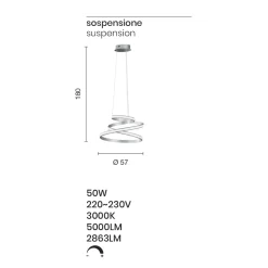 Lampada a Sospensione LED in Metallo Verniciato Bianco o Silver - Rivolta