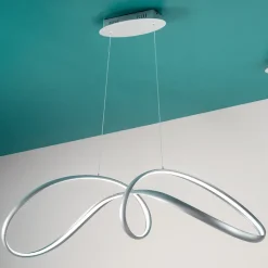 Lampada a Sospensione Led in Metallo Argento, 2 Misure Design Moderno - Lumino