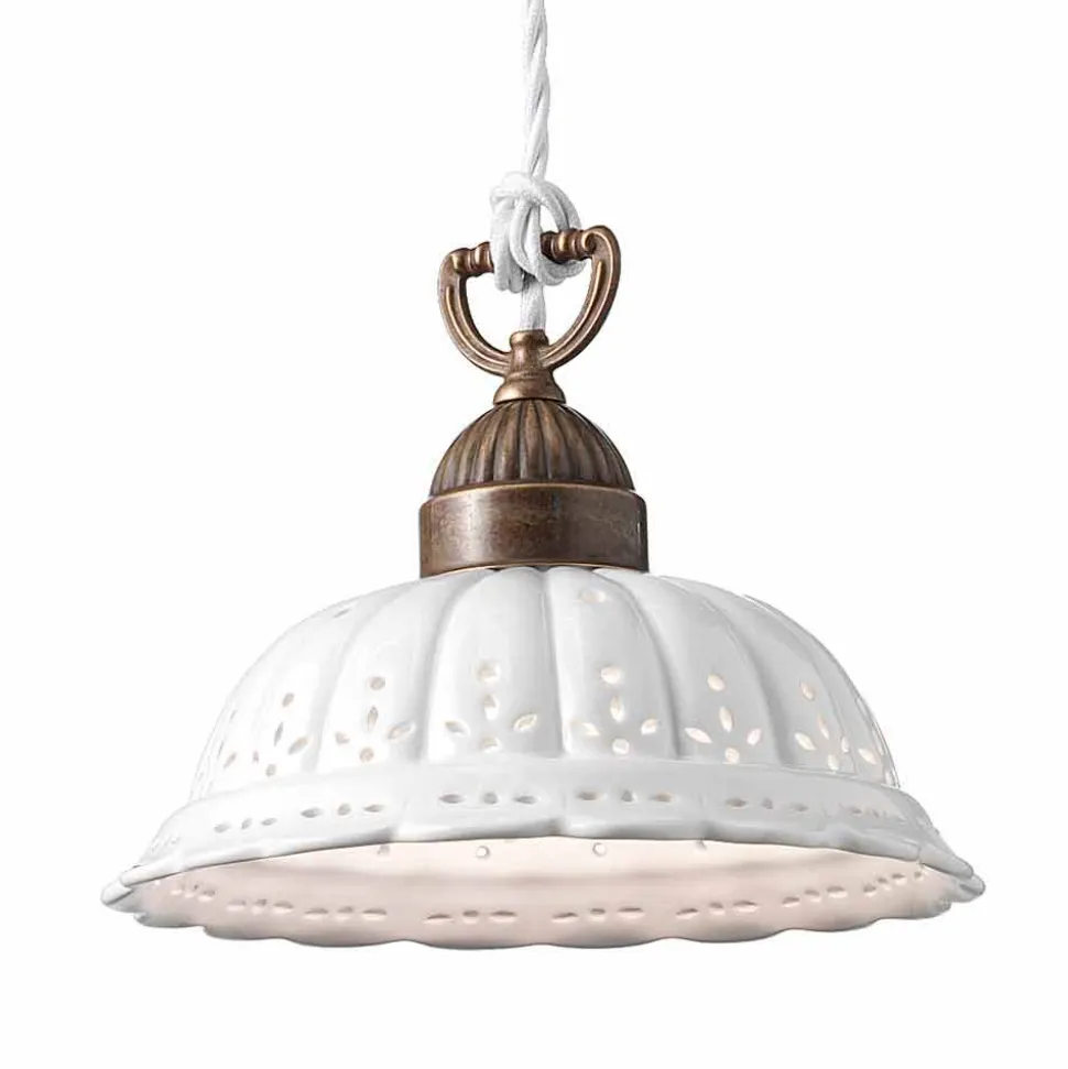 Lampada a sospensione liberty in ceramica Ø22 Anita Il Fanale, made in Italy