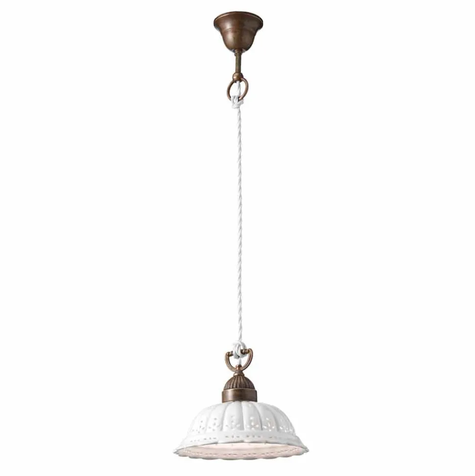 Lampada a sospensione liberty in ceramica Ø22 Anita Il Fanale, made in Italy