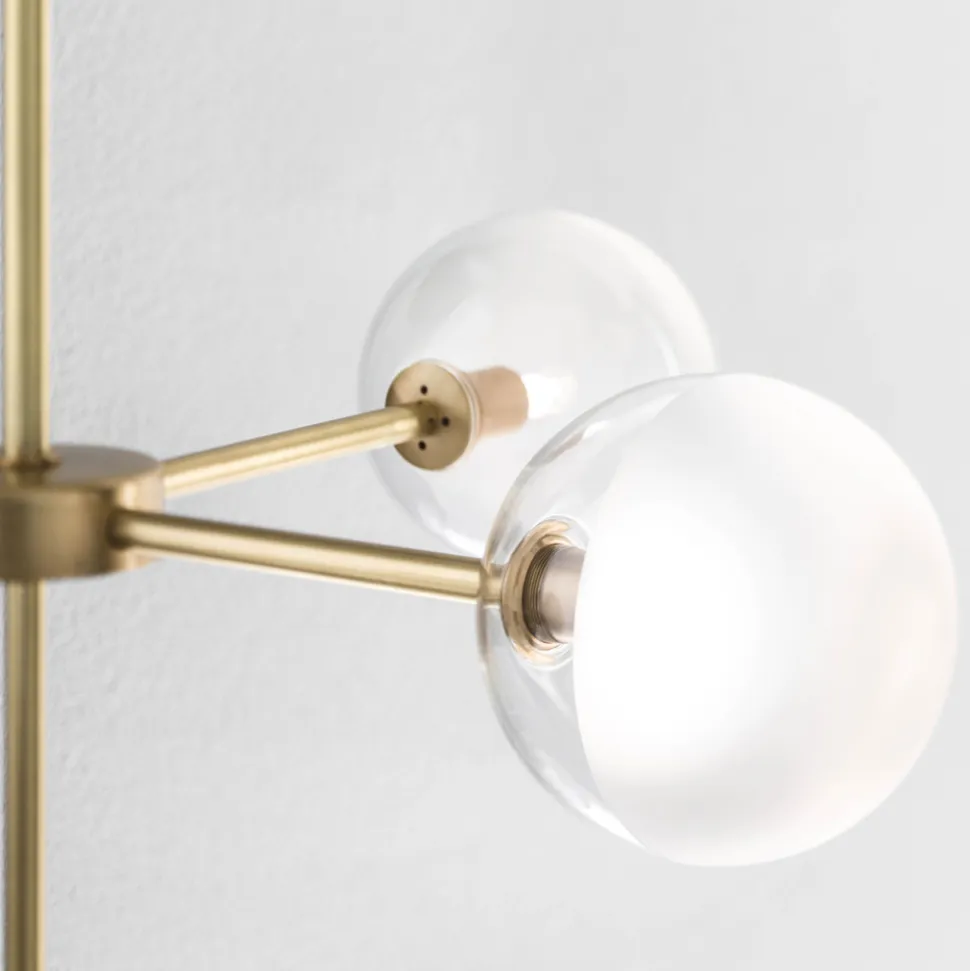Lampada a Sospensione 5 Luci in Ottone Naturale e Vetro - Molecola by Il Fanale