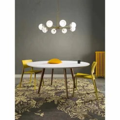 Lampada a Sospensione 8 Luci in Ottone Naturale e Vetro - Molecola by Il Fanale