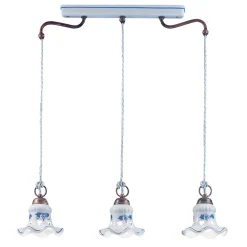 Lampada a Sospensione 3 Luci Vintage Artigianale Ferro e Ceramica - Chieti