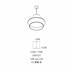 Lampada a Sospensione Moderna con Paralume in Cotone Blu Made in Italy - Soya