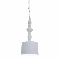 Lampada a Sospensione Paralume Corto in Ceramica Bianca Lucida Design - Cadabra