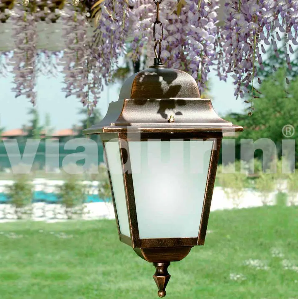Lampada a sospensione per esterno in alluminio made in Italy, Aquilina