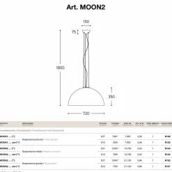 Lampada a sospensione piccola in acciaio Moonlight di Aldo Bernardi