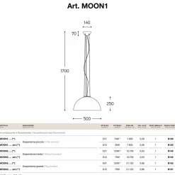 Lampada a sospensione piccola in acciaio Moonlight di Aldo Bernardi