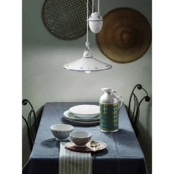 Lampada a Sospensione Saliscendi in Ceramica Decorata 2 Misure - Asti