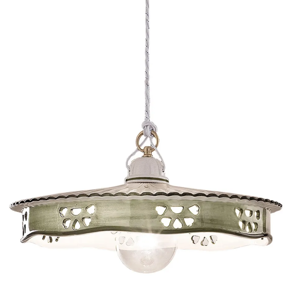 Lampada a Sospensione Vintage Ceramica e Ferro Fatta a Mano - Alessandria