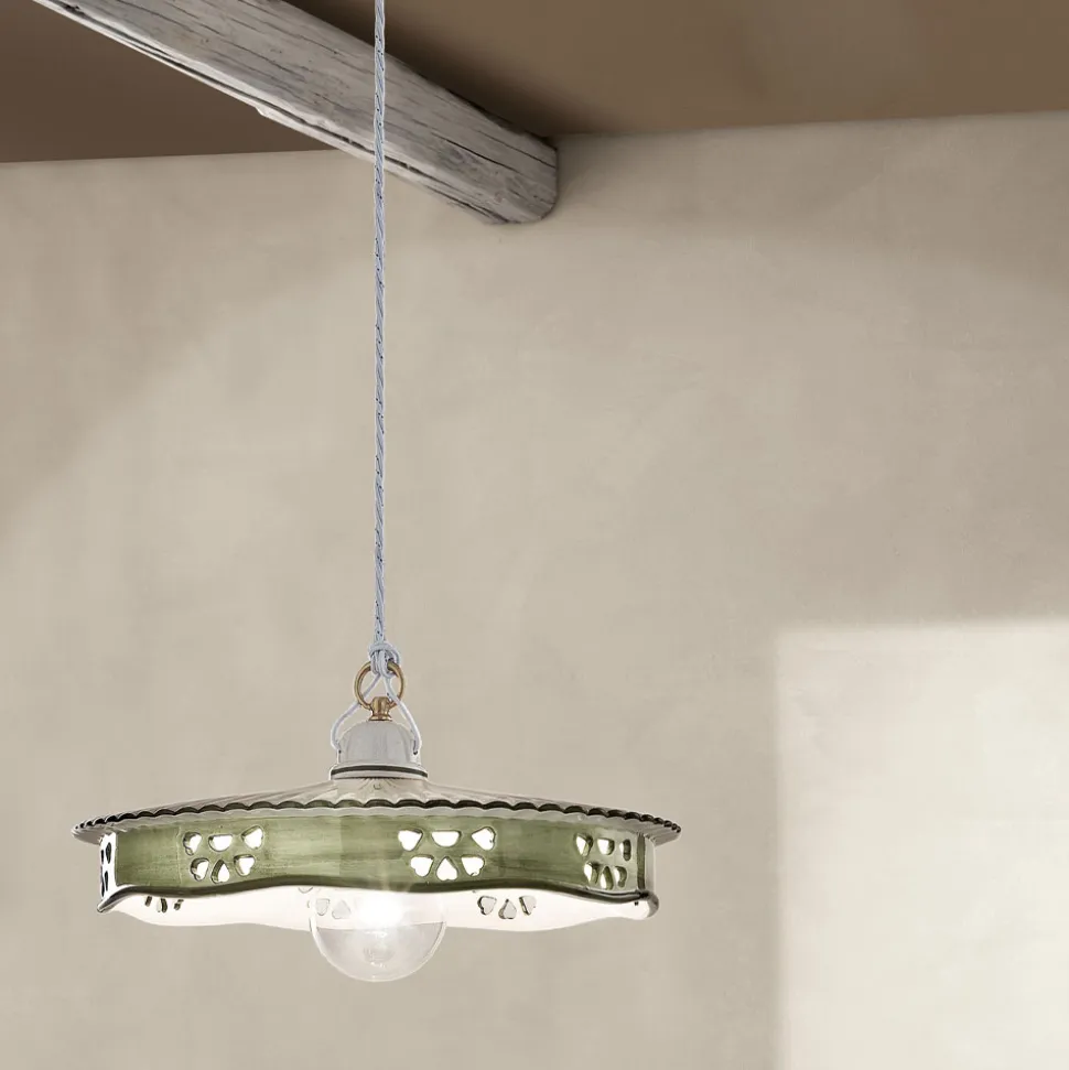 Lampada a Sospensione Vintage Ceramica e Ferro Fatta a Mano - Alessandria
