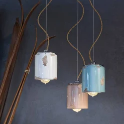 Lampada a sospensione vintage artigianale Ferroluce