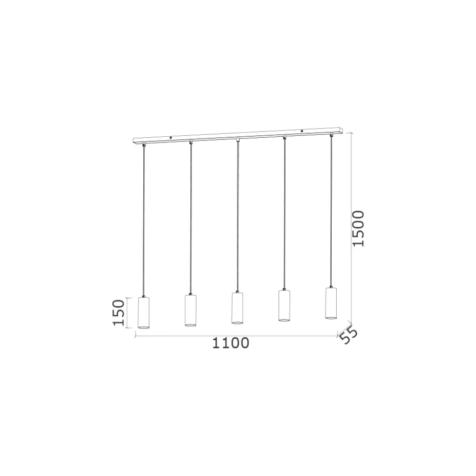Lampada a 5 Sospensioni in Metallo Made in Italy - Read