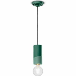 Lampada Cilindrica a Sospensione Ceramica Colorata Made in Italy – Ferroluce Pi