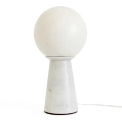 Lampada Conica con Sfera Bianca e Base in Marmo Made in Italy - Tobio