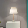 Lampada da Appoggio Classico in Metallo Oro, Cristallo e Paralume - Similo
