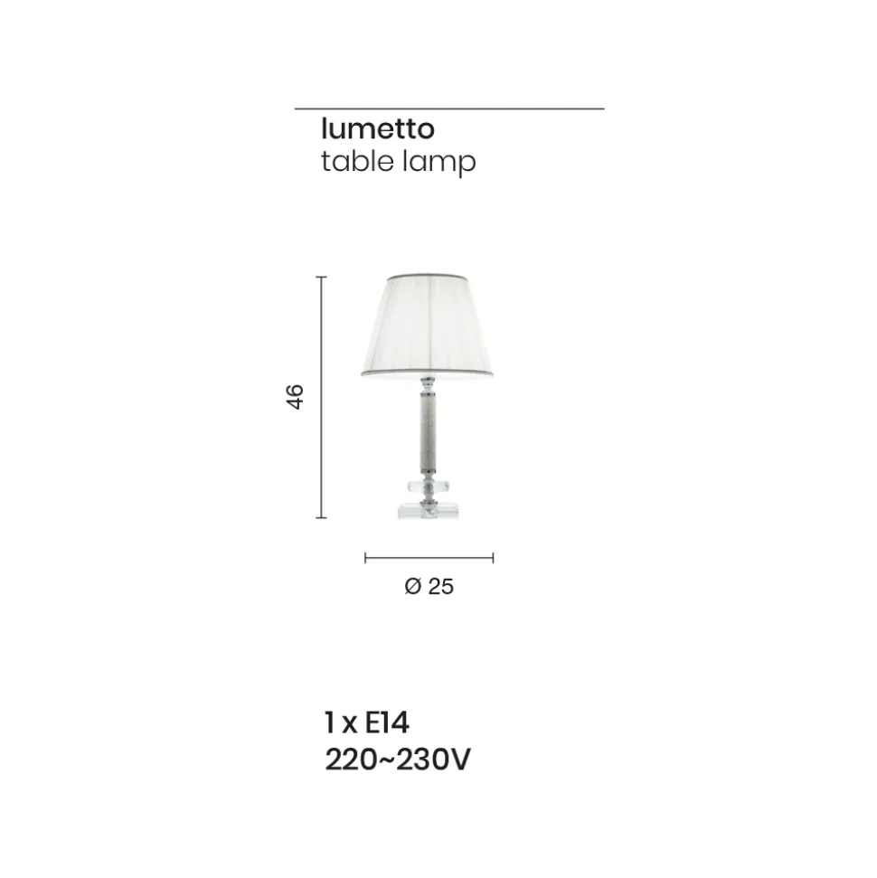 Lampada da Appoggio Classico in Metallo Oro, Cristallo e Paralume - Similo