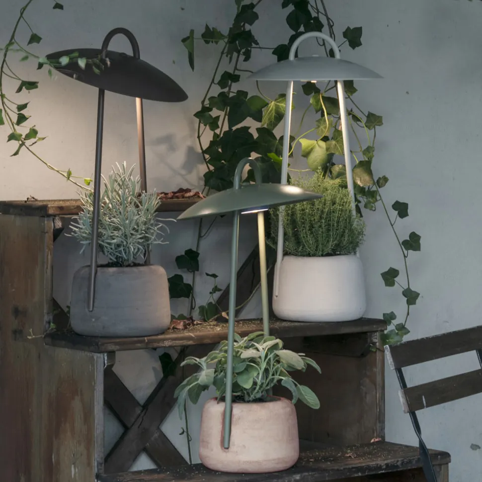 Lampada da Esterno con Fioriera in Argilla, Alluminio e Ottone - Cappello