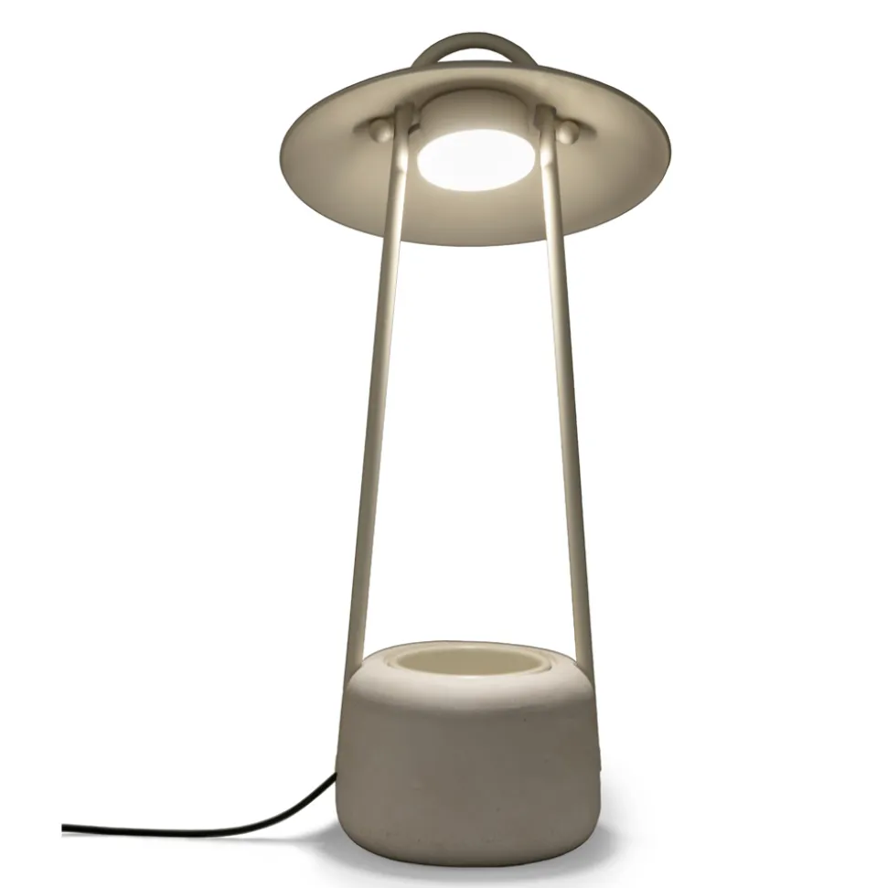 Lampada da Esterno con Fioriera in Argilla, Alluminio e Ottone - Cappello